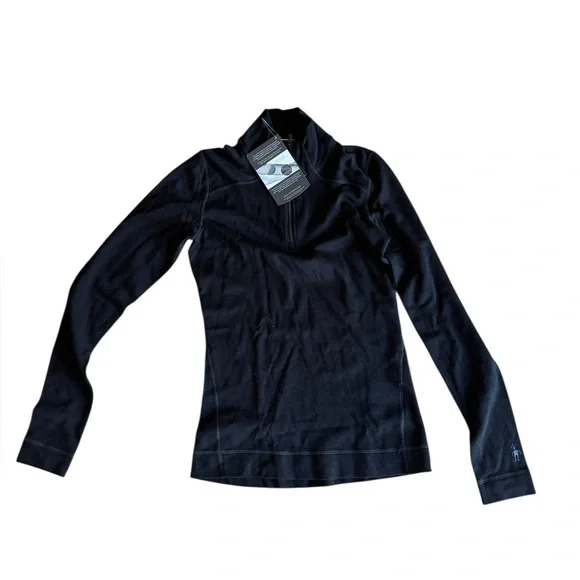 Smartwool Black Baselayer Midweight Base Zip Tee Sweatshirt Small NEW - Picture 11 of 12